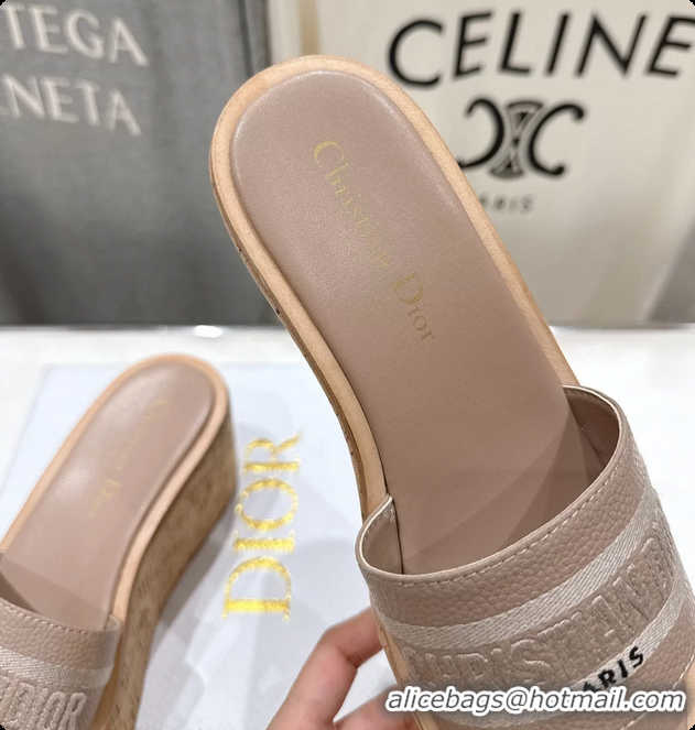 Feminine Dior Dway Platform Slide Sandals Gray Grained Calfskin 6062603
