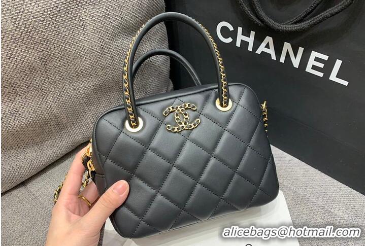 Luxury Cheap Chanel 25C Bowling Bag In Original Leather AS4656 Black 2026
