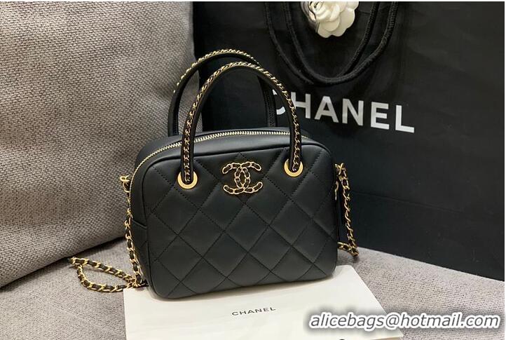 Luxury Cheap Chanel 25C Bowling Bag In Original Leather AS4656 Black 2026