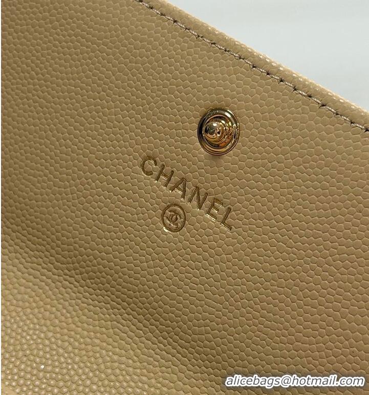 Grade Design Chanel Long Flap Wallet in Shiny Grained Calfskin & Gold-Tone Metal AS4657 Beige