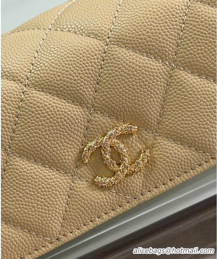 Grade Design Chanel Long Flap Wallet in Shiny Grained Calfskin & Gold-Tone Metal AS4657 Beige