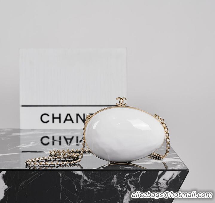 Popular Style Chanel Small Egg Minaudiere Resin & Gold-Tone Metal AS4661 Pearly White Spring Summer 2026