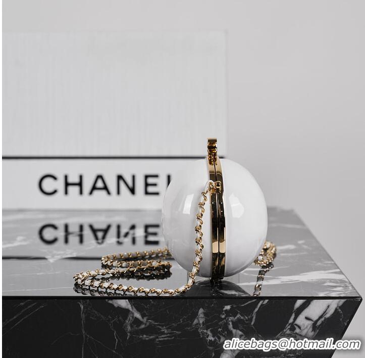 Popular Style Chanel Small Egg Minaudiere Resin & Gold-Tone Metal AS4661 Pearly White Spring Summer 2026