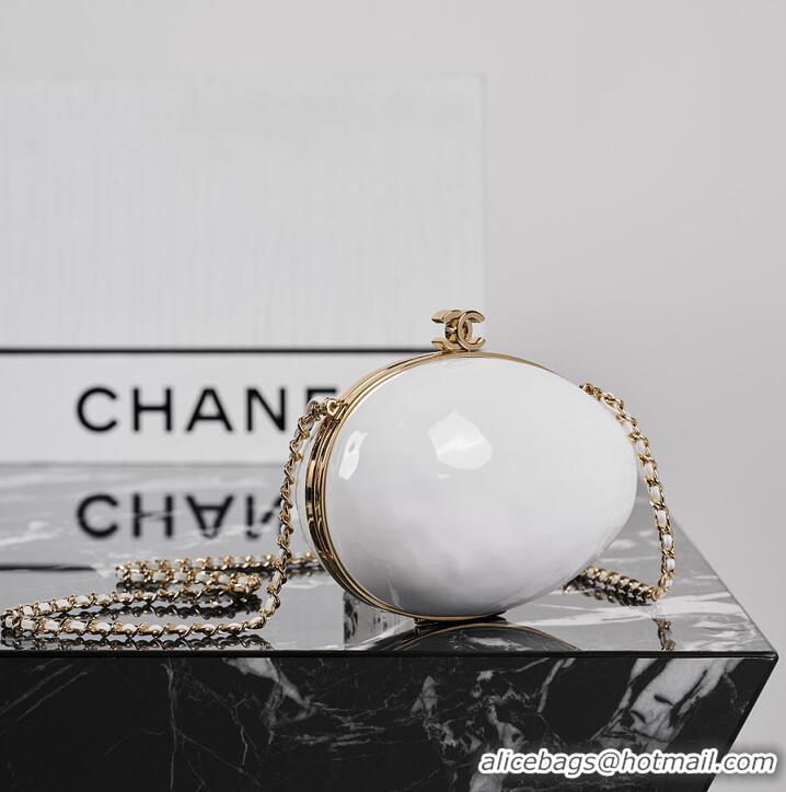 Popular Style Chanel Small Egg Minaudiere Resin & Gold-Tone Metal AS4661 Pearly White Spring Summer 2026