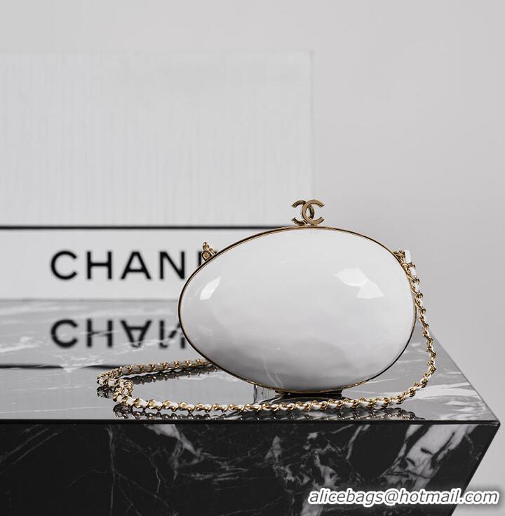 Popular Style Chanel Small Egg Minaudiere Resin & Gold-Tone Metal AS4661 Pearly White Spring Summer 2026