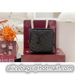 Top Quality Gucci GG Marmont Nano Bucket Bag in Leather 828711 Black 2026