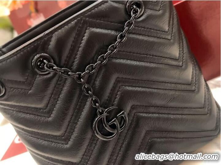 Top Quality Gucci GG Marmont Nano Bucket Bag in Leather 828711 Black 2026