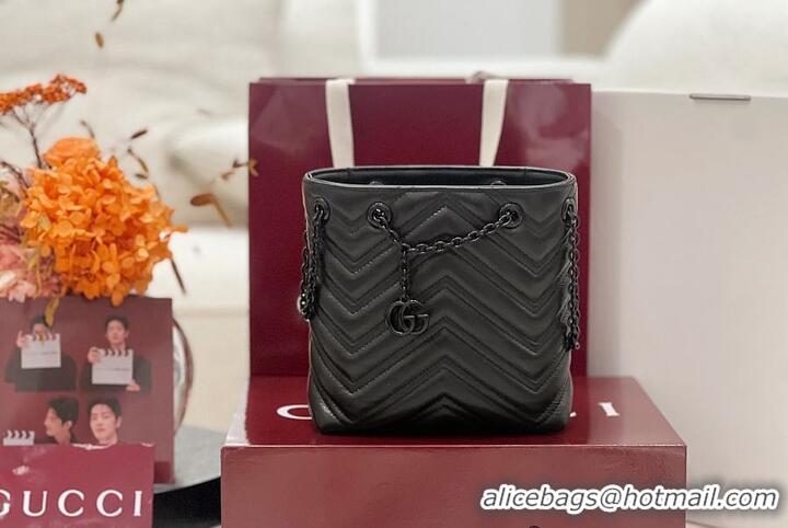 Top Quality Gucci GG Marmont Nano Bucket Bag in Leather 828711 Black 2026