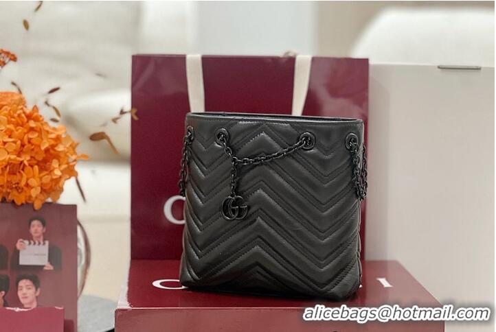 Top Quality Gucci GG Marmont Nano Bucket Bag in Leather 828711 Black 2026