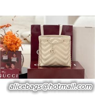 Best Discount Gucci GG Marmont Nano Bucket Bag in Leather 828711 Light Beige 2026