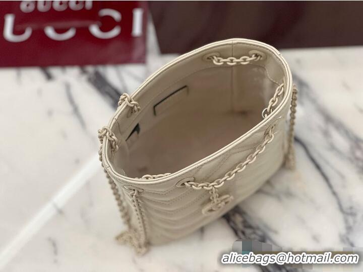 Best Discount Gucci GG Marmont Nano Bucket Bag in Leather 828711 Light Beige 2026
