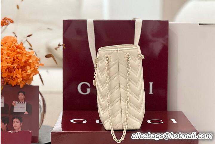 Best Discount Gucci GG Marmont Nano Bucket Bag in Leather 828711 Light Beige 2026