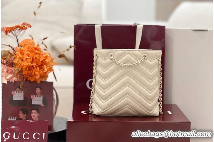 Best Discount Gucci GG Marmont Nano Bucket Bag in Leather 828711 Light Beige 2026