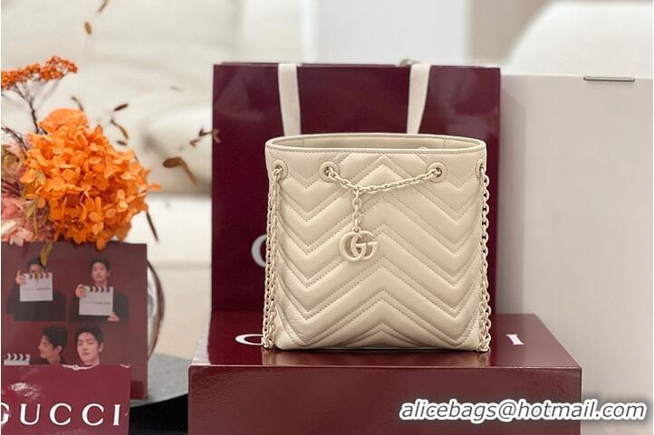 Best Discount Gucci GG Marmont Nano Bucket Bag in Leather 828711 Light Beige 2026