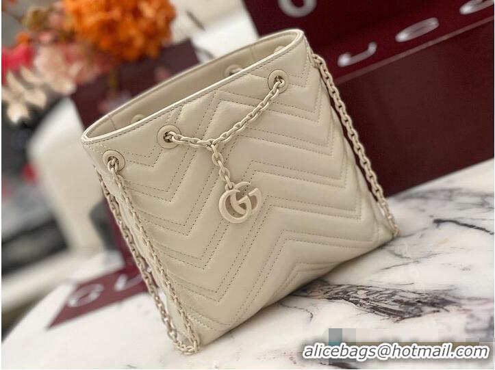 Best Discount Gucci GG Marmont Nano Bucket Bag in Leather 828711 Light Beige 2026