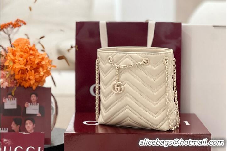 Best Discount Gucci GG Marmont Nano Bucket Bag in Leather 828711 Light Beige 2026