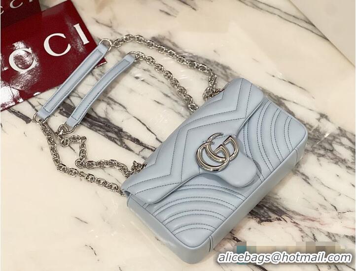 Best Price Gucci GG Marmont Small Shoulder Bag In Leather 828712 Light Blue 2026