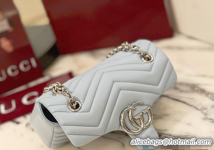 Best Price Gucci GG Marmont Small Shoulder Bag In Leather 828712 Light Blue 2026