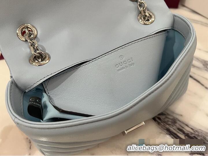Best Price Gucci GG Marmont Small Shoulder Bag In Leather 828712 Light Blue 2026