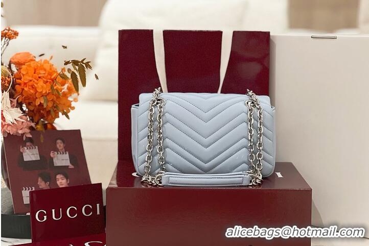 Best Price Gucci GG Marmont Small Shoulder Bag In Leather 828712 Light Blue 2026