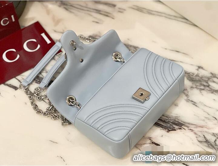 Best Price Gucci GG Marmont Small Shoulder Bag In Leather 828712 Light Blue 2026