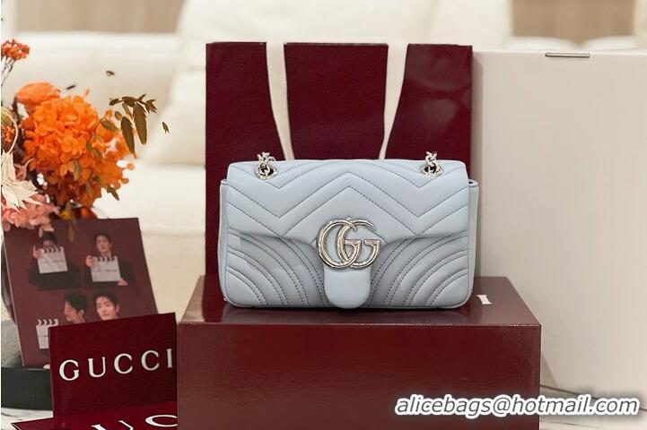 Best Price Gucci GG Marmont Small Shoulder Bag In Leather 828712 Light Blue 2026