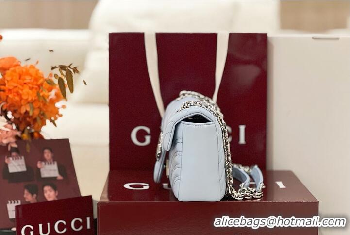 Best Price Gucci GG Marmont Small Shoulder Bag In Leather 828712 Light Blue 2026