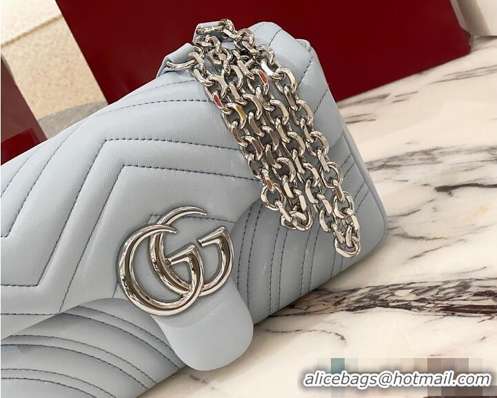 Best Price Gucci GG Marmont Small Shoulder Bag In Leather 828712 Light Blue 2026