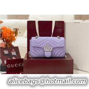 Luxury Cheap Gucci GG Marmont Small Shoulder Bag In Leather 828712 Purple 2026