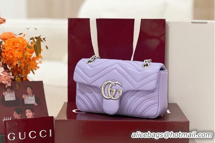 Luxury Cheap Gucci GG Marmont Small Shoulder Bag In Leather 828712 Purple 2026