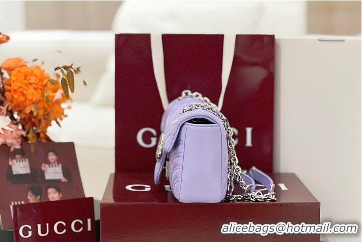 Luxury Cheap Gucci GG Marmont Small Shoulder Bag In Leather 828712 Purple 2026