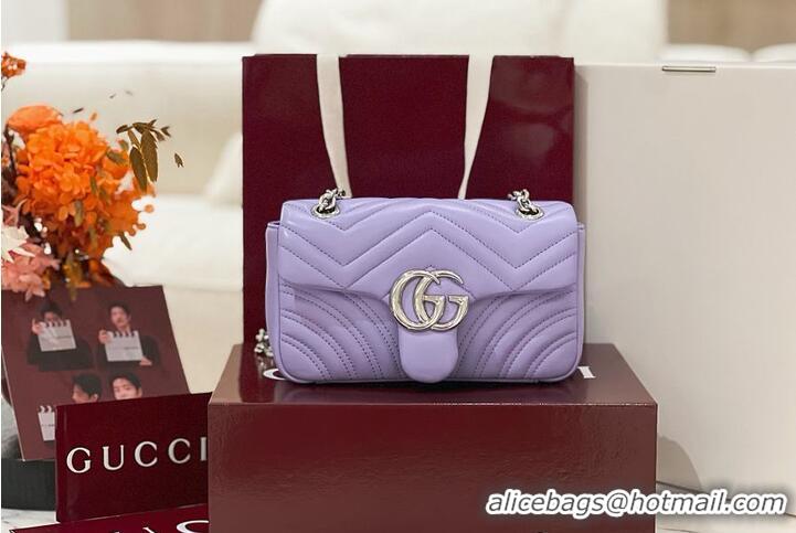 Luxury Cheap Gucci GG Marmont Small Shoulder Bag In Leather 828712 Purple 2026