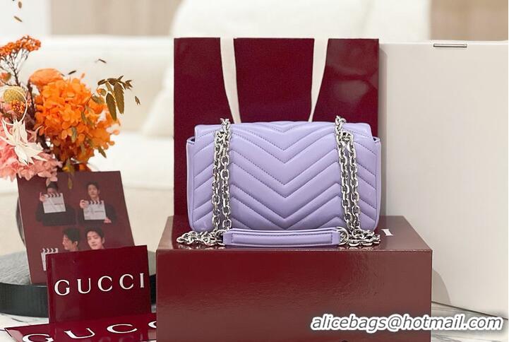 Luxury Cheap Gucci GG Marmont Small Shoulder Bag In Leather 828712 Purple 2026