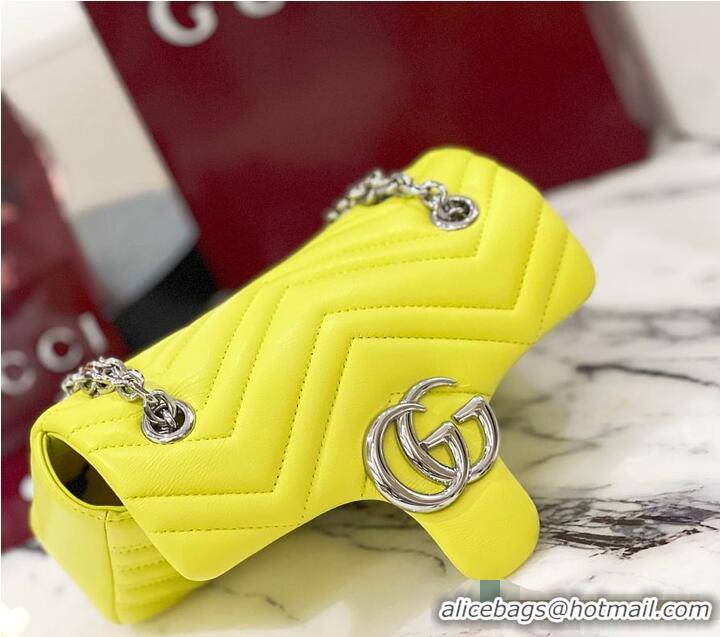 New Fashion Gucci GG Marmont Small Shoulder Bag In Leather 828712 Yellow 2026