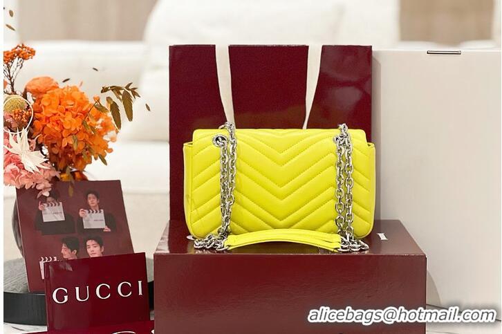New Fashion Gucci GG Marmont Small Shoulder Bag In Leather 828712 Yellow 2026