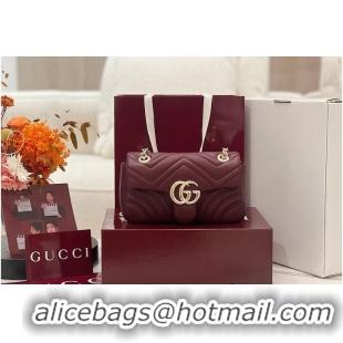 Inexpensive Gucci GG Marmont Small Shoulder Bag In Leather 828712 Rosso Ancora Red 2026
