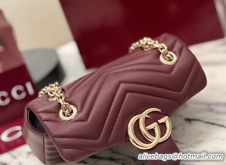 Inexpensive Gucci GG Marmont Small Shoulder Bag In Leather 828712 Rosso Ancora Red 2026