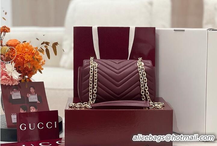 Inexpensive Gucci GG Marmont Small Shoulder Bag In Leather 828712 Rosso Ancora Red 2026