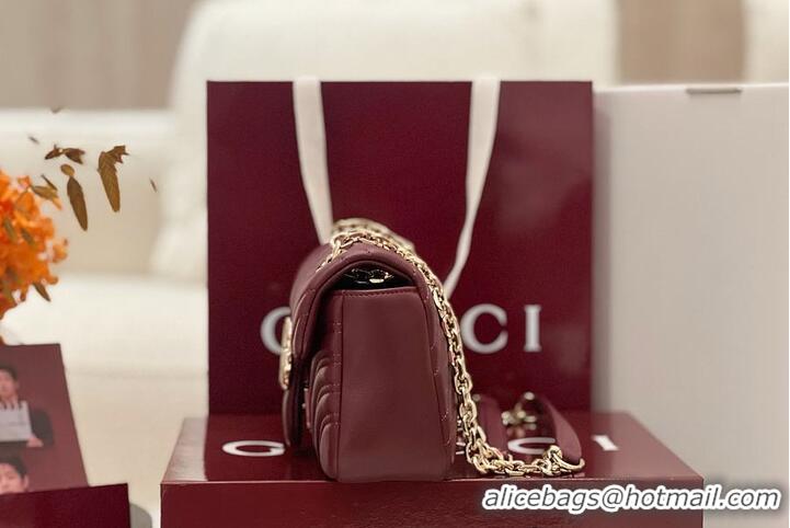 Inexpensive Gucci GG Marmont Small Shoulder Bag In Leather 828712 Rosso Ancora Red 2026
