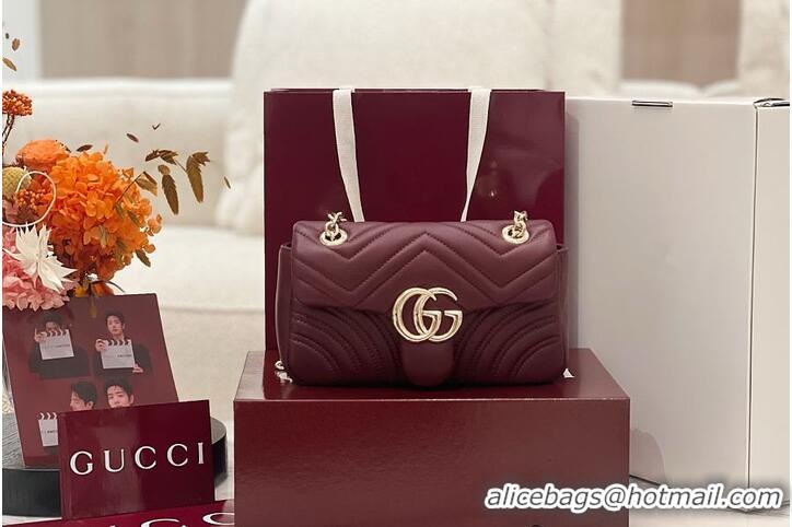 Inexpensive Gucci GG Marmont Small Shoulder Bag In Leather 828712 Rosso Ancora Red 2026