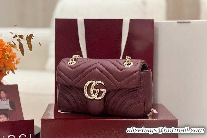 Inexpensive Gucci GG Marmont Small Shoulder Bag In Leather 828712 Rosso Ancora Red 2026