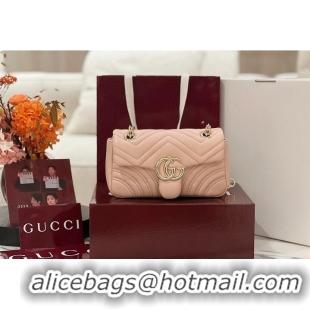 Best Quality Gucci GG Marmont Small Shoulder Bag In Leather 828712 Pink Beige 2026