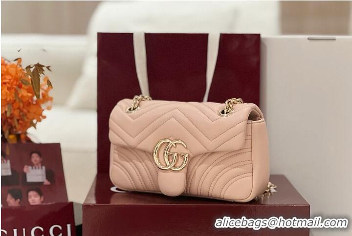 Best Quality Gucci GG Marmont Small Shoulder Bag In Leather 828712 Pink Beige 2026