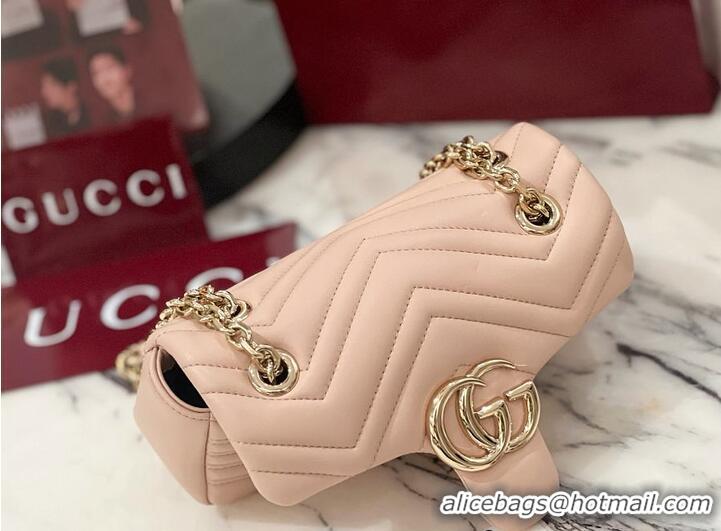 Best Quality Gucci GG Marmont Small Shoulder Bag In Leather 828712 Pink Beige 2026