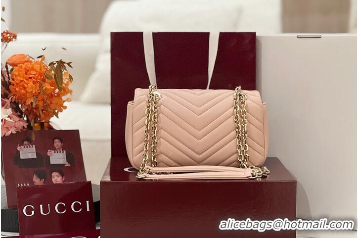 Best Quality Gucci GG Marmont Small Shoulder Bag In Leather 828712 Pink Beige 2026