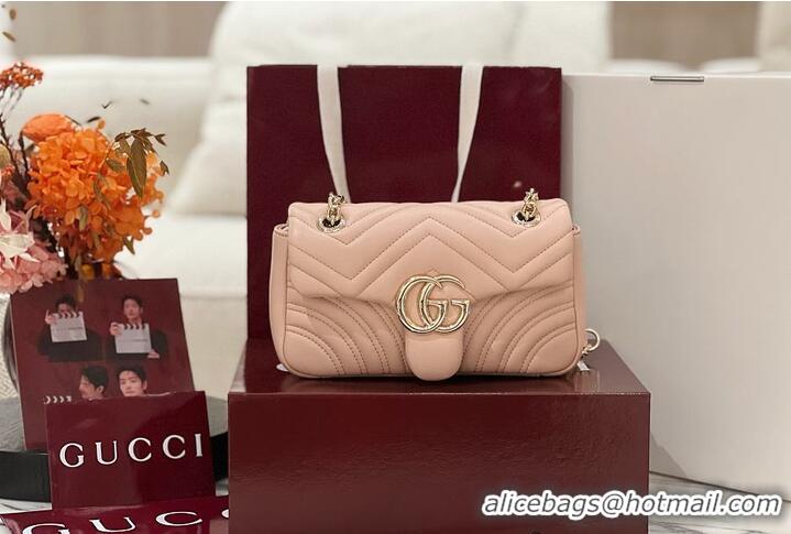 Best Quality Gucci GG Marmont Small Shoulder Bag In Leather 828712 Pink Beige 2026