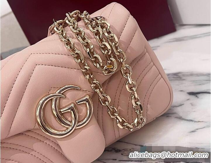 Best Quality Gucci GG Marmont Small Shoulder Bag In Leather 828712 Pink Beige 2026
