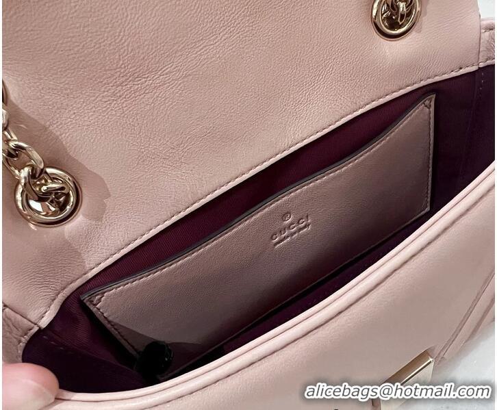 Best Quality Gucci GG Marmont Small Shoulder Bag In Leather 828712 Pink Beige 2026