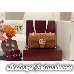 Classic Cheap Gucci GG Marmont Small Shoulder Bag In Leather 828712 Brown 2026