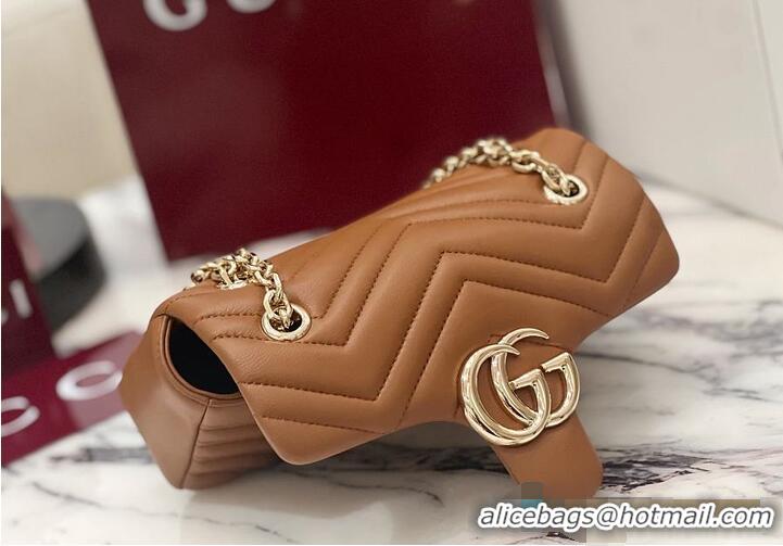 Classic Cheap Gucci GG Marmont Small Shoulder Bag In Leather 828712 Brown 2026